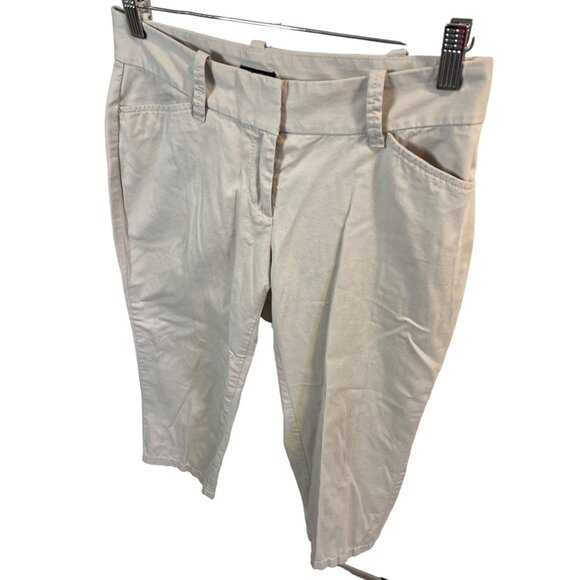 Ann Taylor Tan Flat Front Cropped Pleated Curvy Pants Sz 2P - Picture 4 of 7